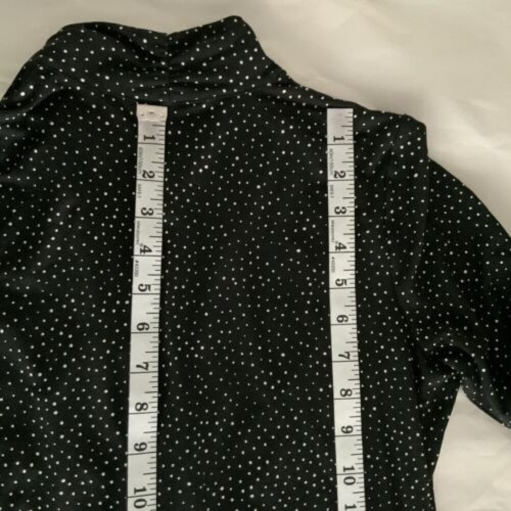 J. Jill Wearever Collection Polka-dot Faux Wrap Dress Black Cream XS - Picture 8 of 13